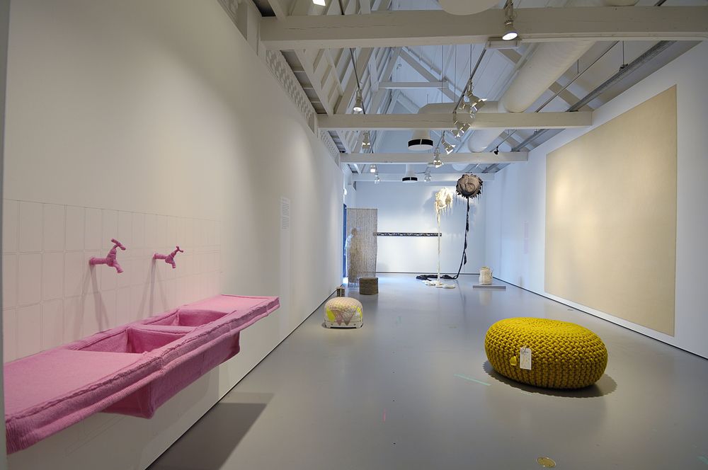 Kitchen, 2007. knitted wool and pencil drawing on wall. exhibited in Textile museum Tilburg - Knitted Worlds