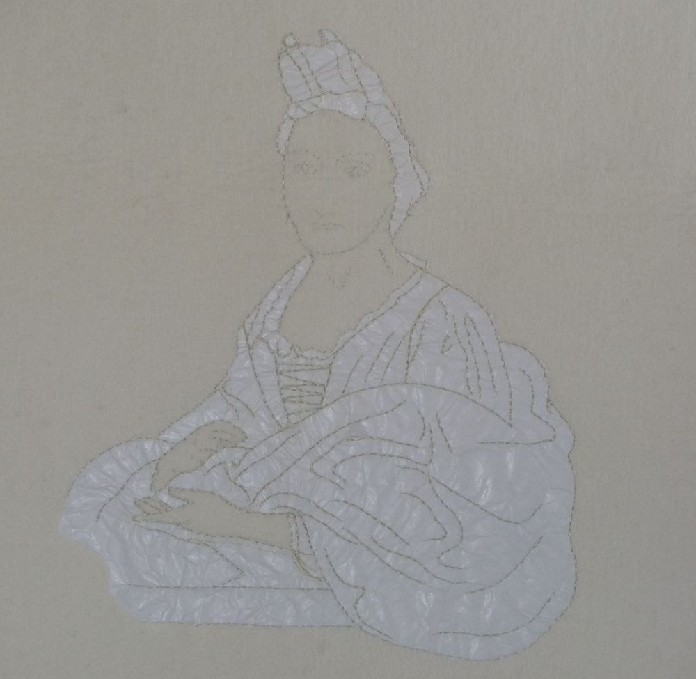 Maria Sibylla, 2021. embroided portret on tracing paper and felt, 35x40 cm